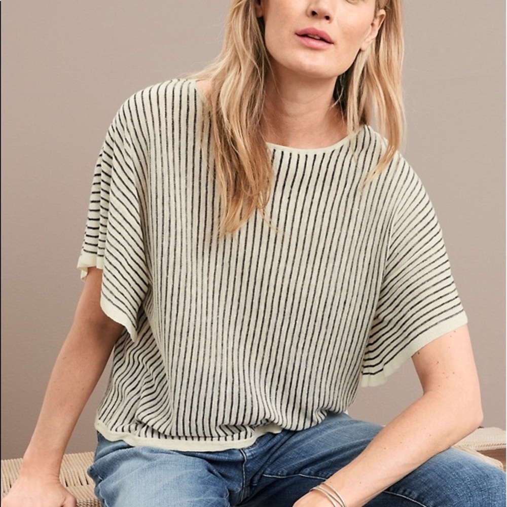 Eileen Fisher Organic Linen Tencel Striped Sweater